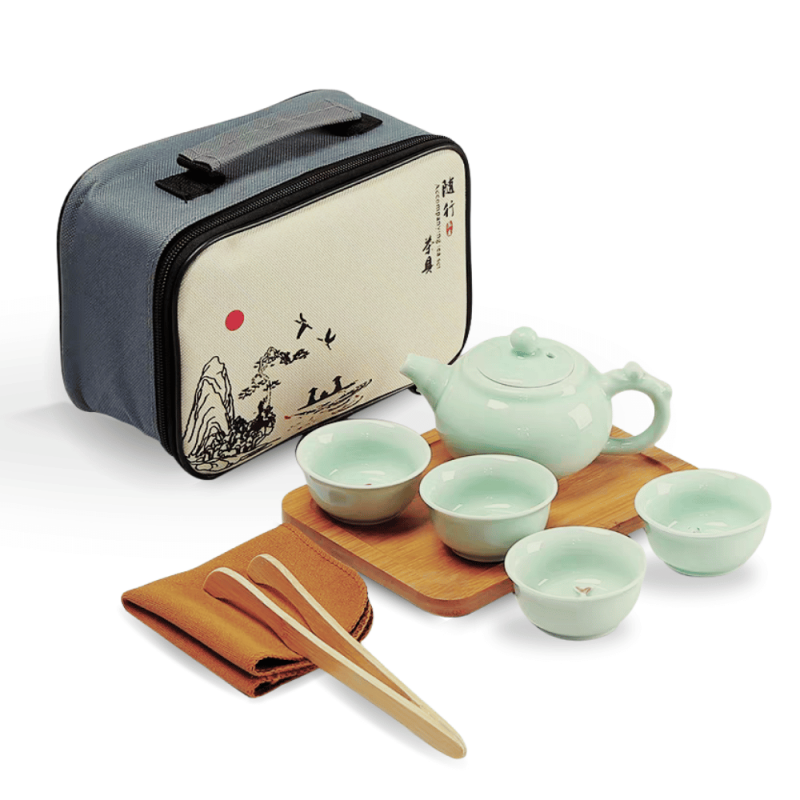 Koi Celadon 7-pc Chinese Tea Set